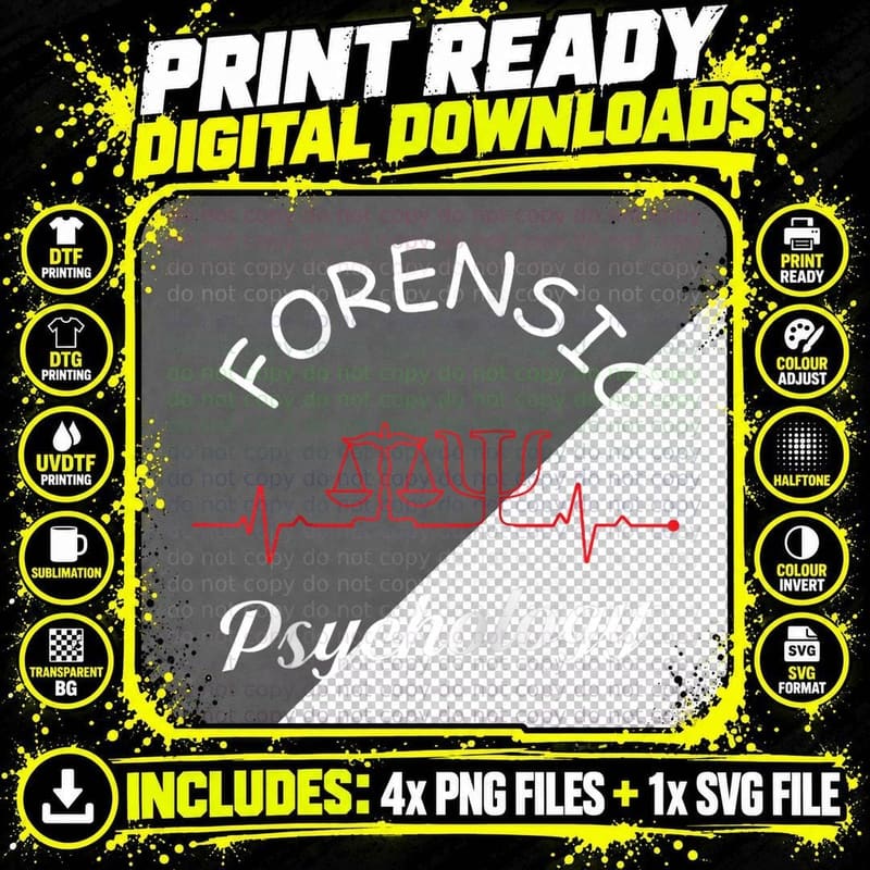 Forensic Psychology Balance Law Design Gift Lover Fan Png SVG Digital Bundle
