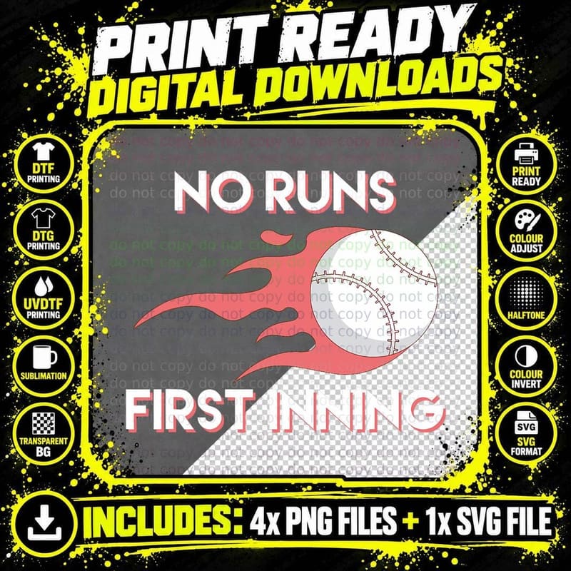 Funny Baseball Betting Gambling No Runs First Inning Png SVG Digital Bundle