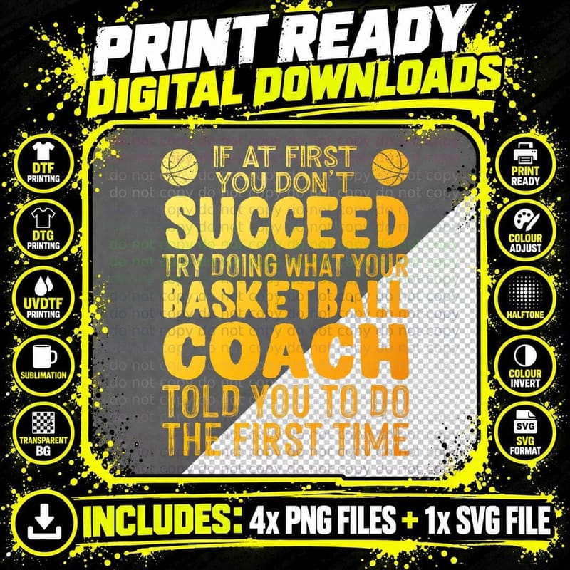 Funny Basketball Coach Art for Men Women Team Player Png SVG Digital Bundle