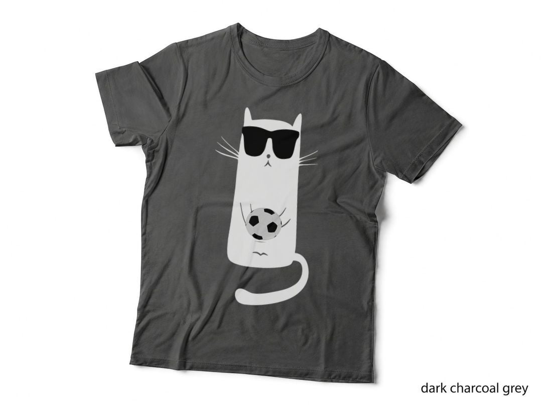 Funny Cat Wearing Sunglasses Playing Soccer Football T-Shirt