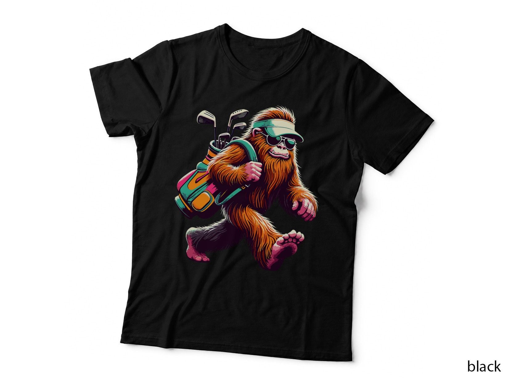 Funny Golf Novelty Men Women Kids Sasquatch Bigfoot Golfing T-Shirt