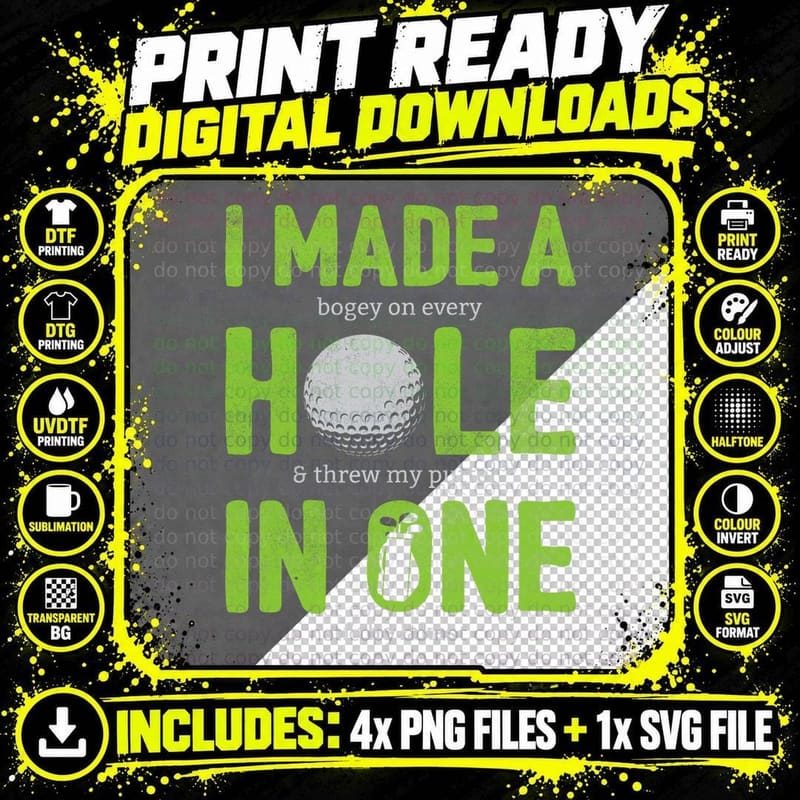 Funny Golf Shirt Dad Men Hole in One Golf Gag Golf Png SVG Digital Bundle