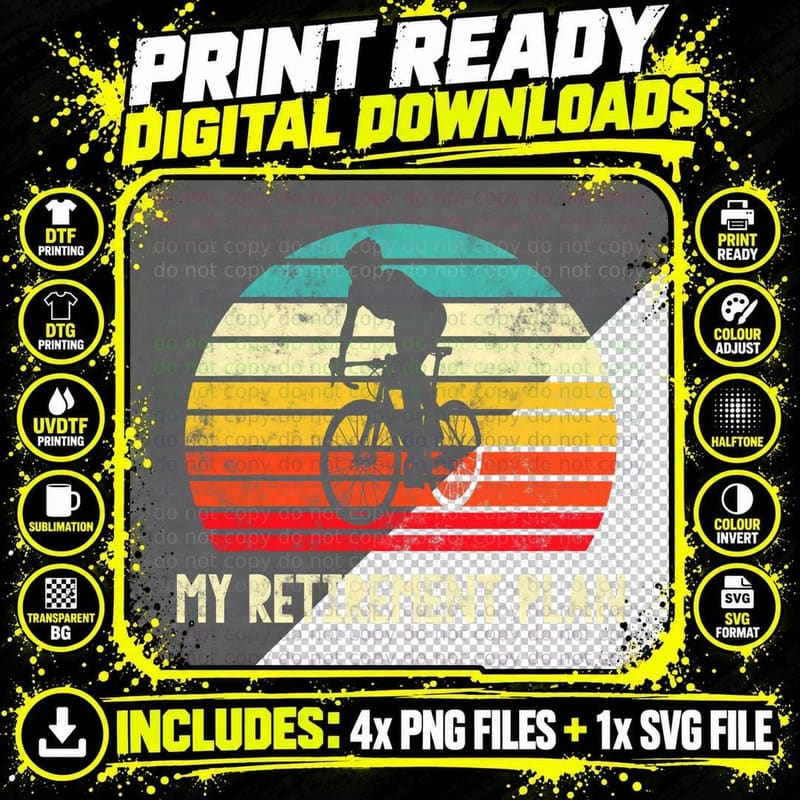 Funny My Retirement Plan Cyclist Bike Bicycle Cycling Png SVG Digital Bundle