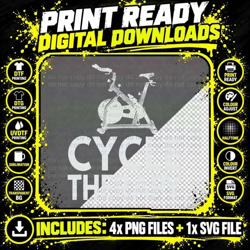 Funny Pun Indoor Spin Class Cycle-Therapy Cycling T-Shirt Png SVG Digital Bundle