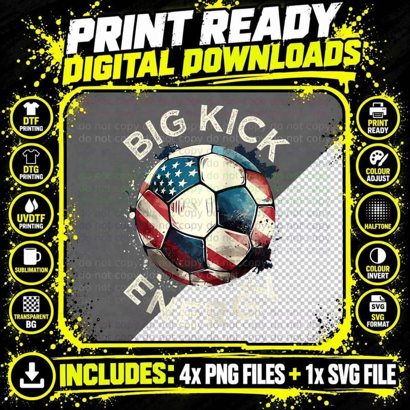 Funny Rude Soccer Football Big Kick Energy Team Png SVG Digital Bundle