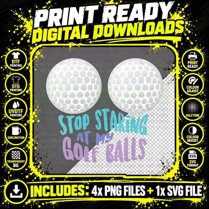 Funny Stop Staring at My Golf Balls Cute Golfing Gift Png SVG Digital Bundle