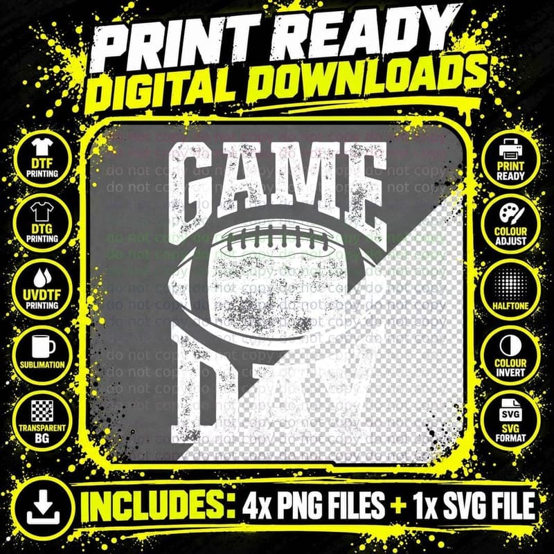 Game Day Football Season Funny Men Women Team Sports Png SVG Digital Bundle