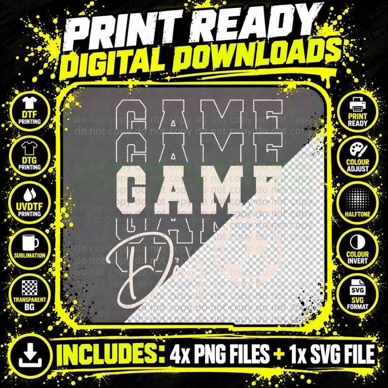 Game Day Sports Parent Soccer Mom Funny Gift Women Men Png SVG Digital Bundle