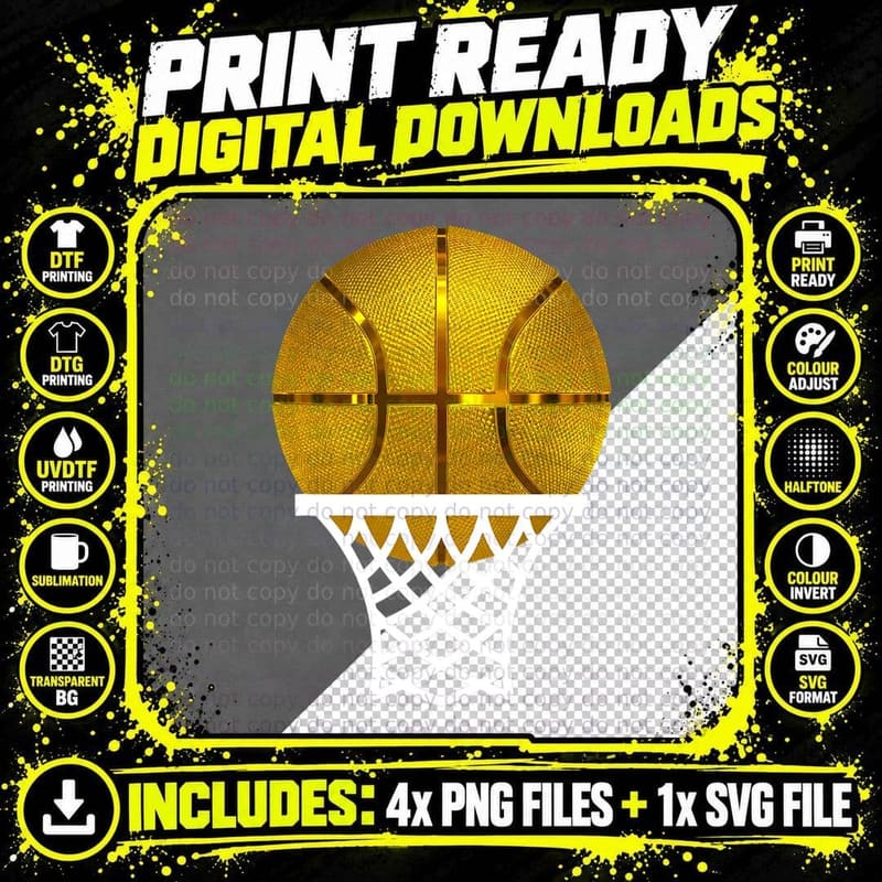 Gold Basketball Trophy MVP Graphic Tee for Men Women Png SVG Digital Bundle