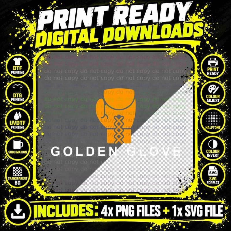 Golden-Glove Boxing Motivation T-Shirt Png SVG Digital Bundle