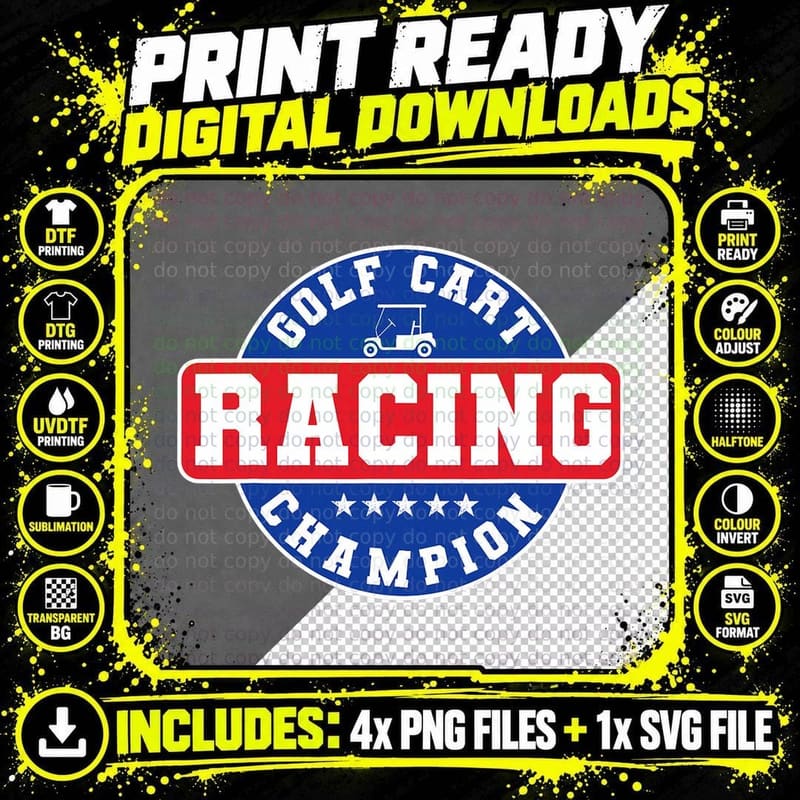 Golf Cart Racing Champion Funny Golf Players T-Shirt Png SVG Digital Bundle