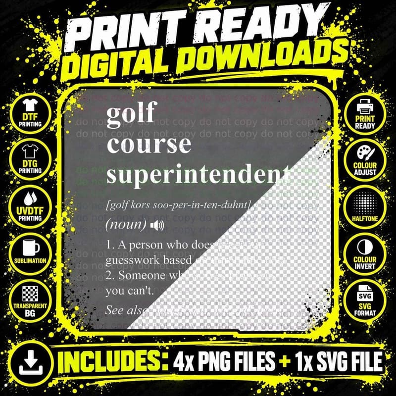 Golf Course Superintendent Funny Dictionary Definition Png SVG Digital Bundle