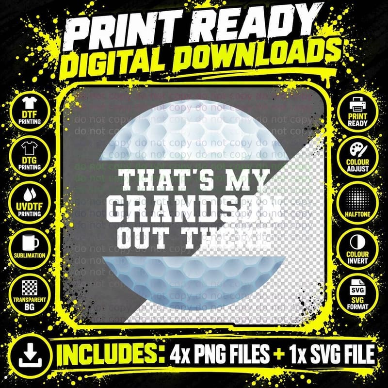 Golf Grandpa That's My Grandson Out There Golf Funny Png SVG Digital Bundle