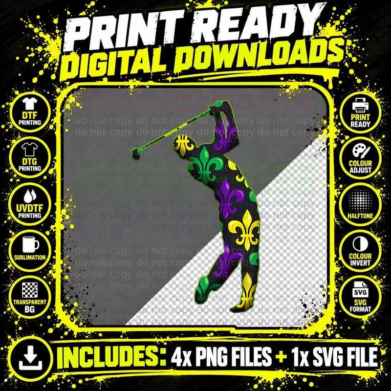 Golf Mardi Gras T-Shirt Png SVG Digital Bundle