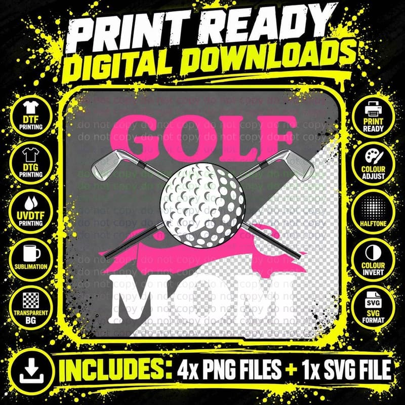 Golf Mom Golfer Mother's Day Golfing Lover Women T-Shirt Png SVG Digital Bundle