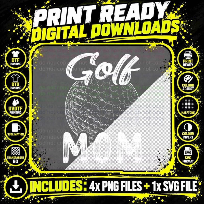 Golf Mom Women Golfer Golf Ball Player Family Matching Png SVG Digital Bundle
