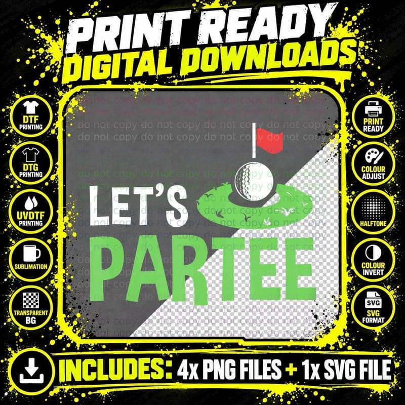 Golf Player Costume Golfing Outfits Pun Let's Partee Png SVG Digital Bundle