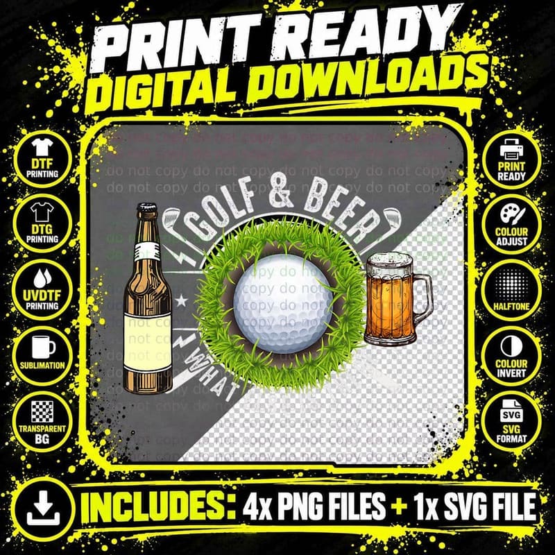 Golf and Beer Joke Funny Saying Gifts for Golf Dad Png SVG Digital Bundle
