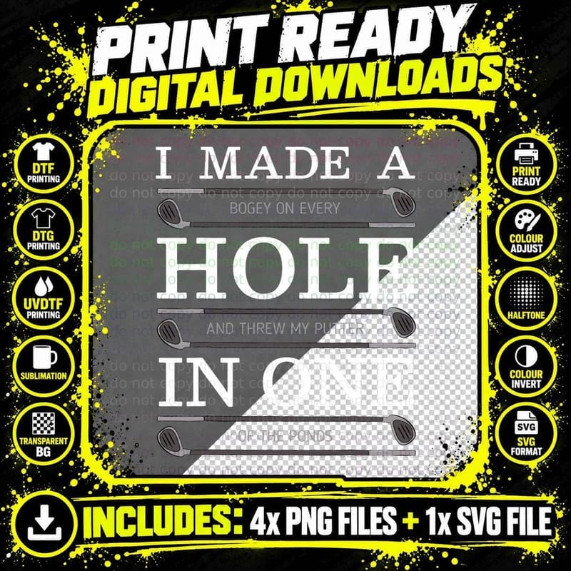 Golfer Putter Par Birdie Golfing Bogey Eagle Golf Gift Png SVG Digital Bundle