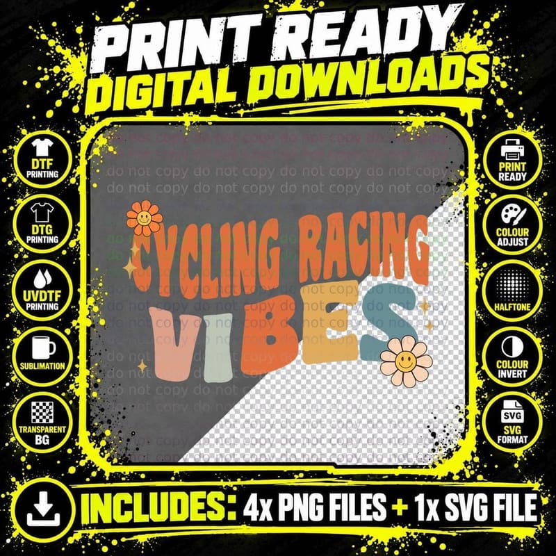 Groovy Cycling Racing Vibes Costume Teachers School Png SVG Digital Bundle