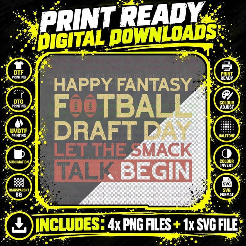 Happy Fantasy Football Draft Day Funny Fantasy Football Png SVG Digital Bundle