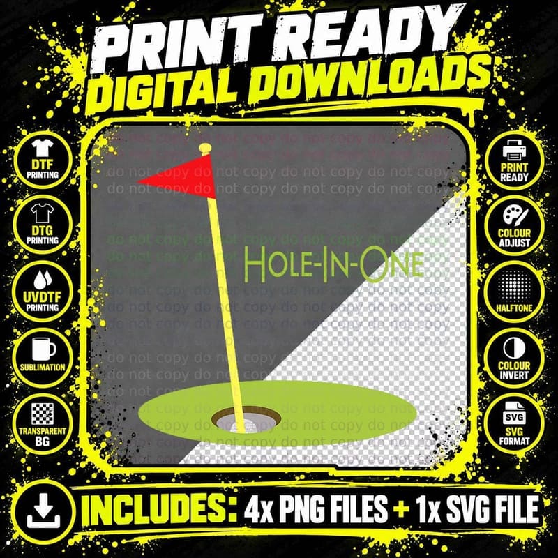 Hole in One Golf Hole in One T-Shirt Png SVG Digital Bundle