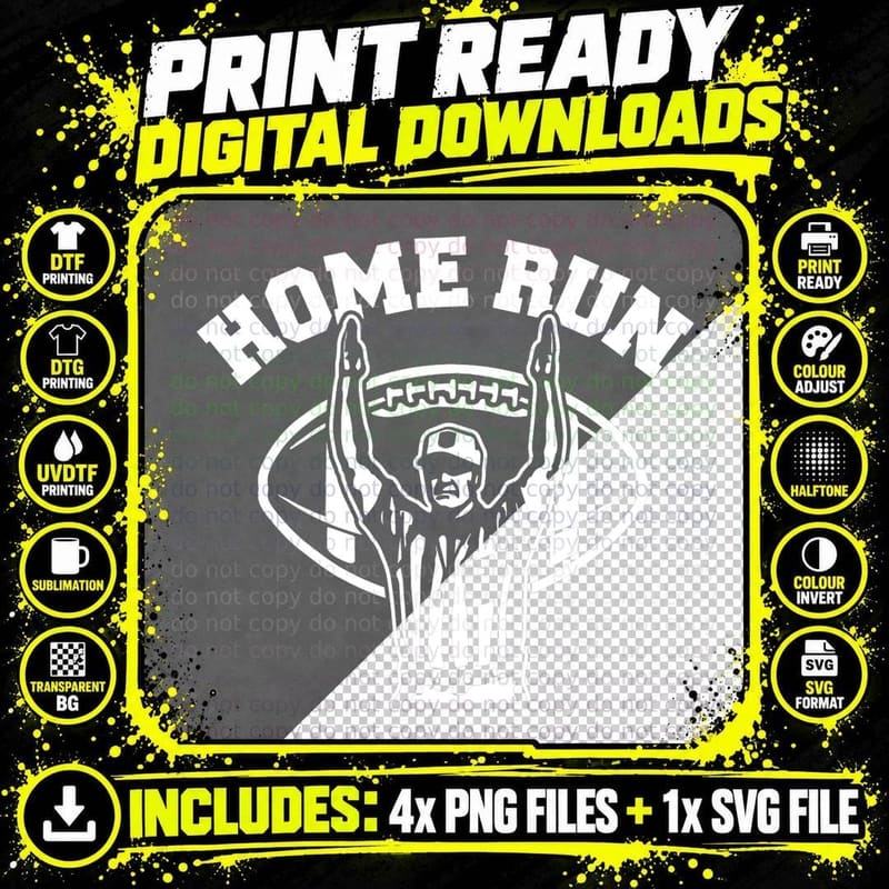 Home Run Football Referee Funny Football Touchdown Png SVG Digital Bundle