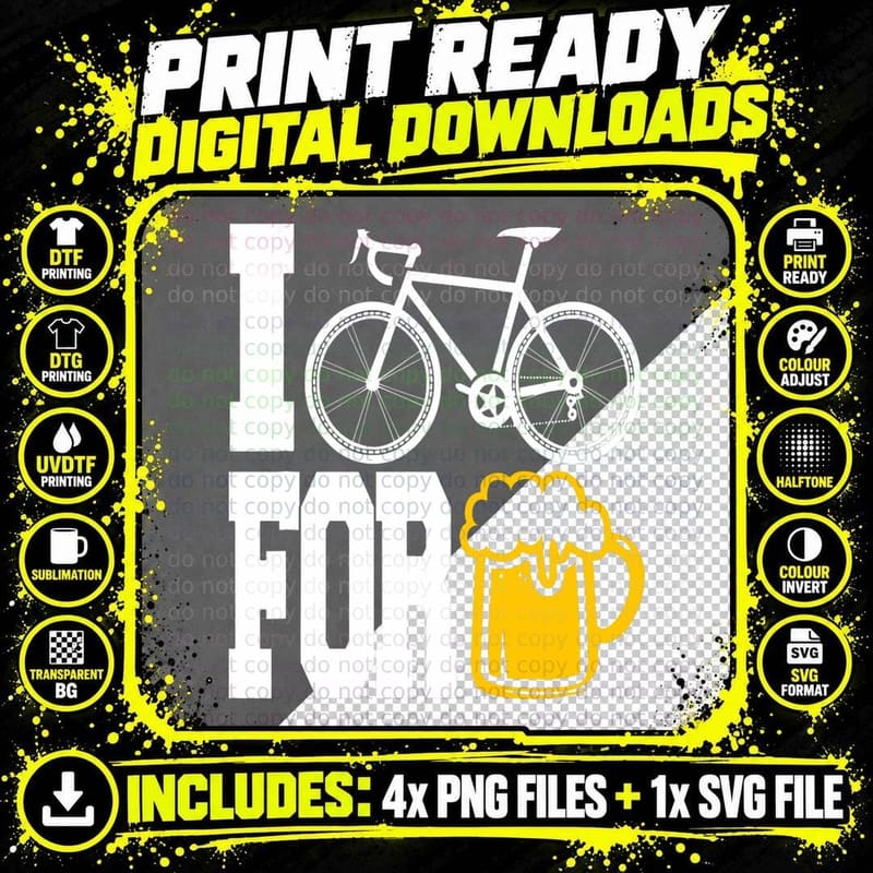 I BIKE FOR BEER - Funny Cycling T Shirt! Png SVG Digital Bundle