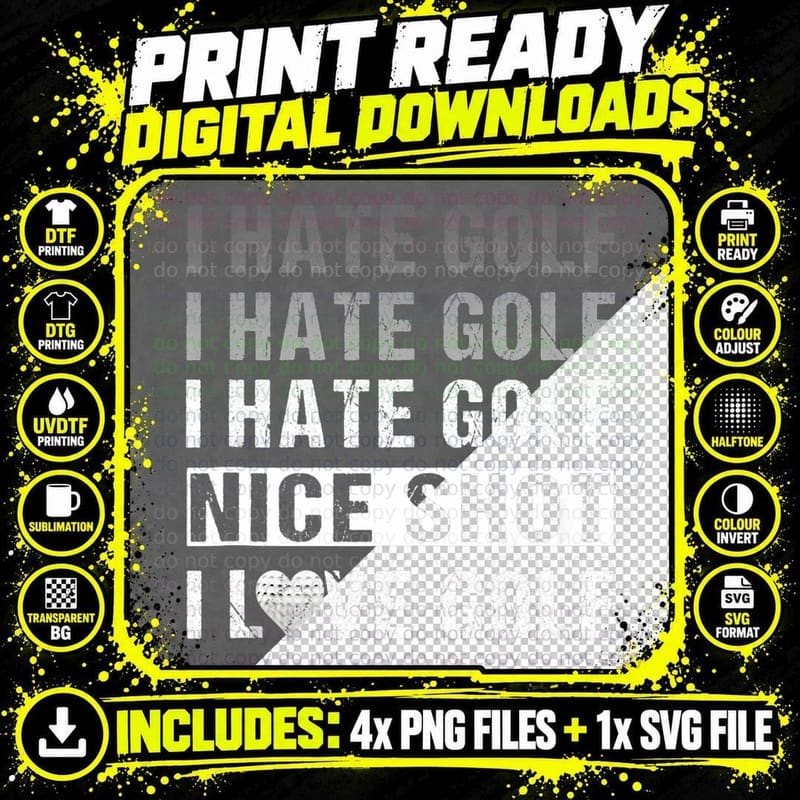 I Hate Golf Nice Shot Love Golfing Golfer Lover Gift Png SVG Digital Bundle