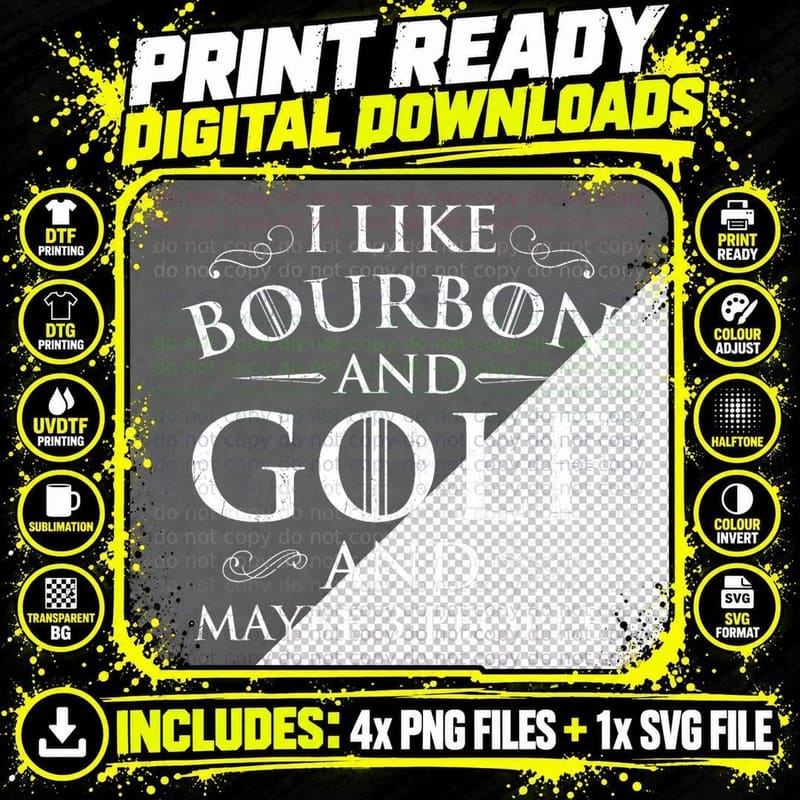 I Like Bourbon - Golf Lover Golfing Golfer Putter T-Shirt Png SVG Digital Bundle