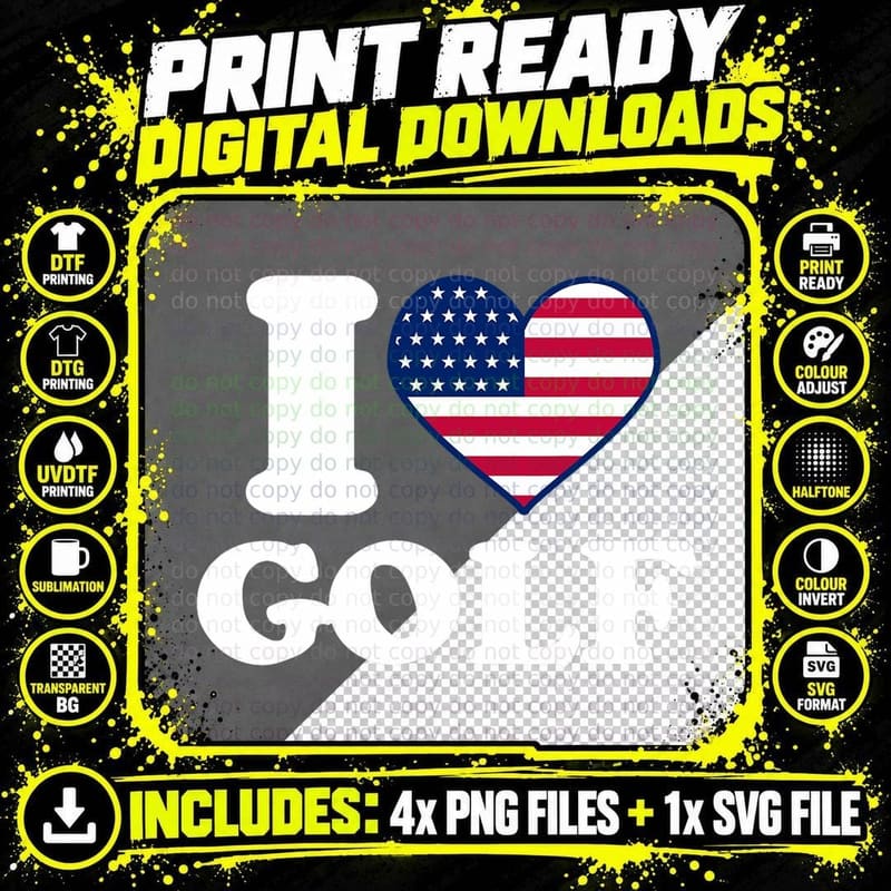 I Love Golf I Heart Golf T-Shirt Png SVG Digital Bundle
