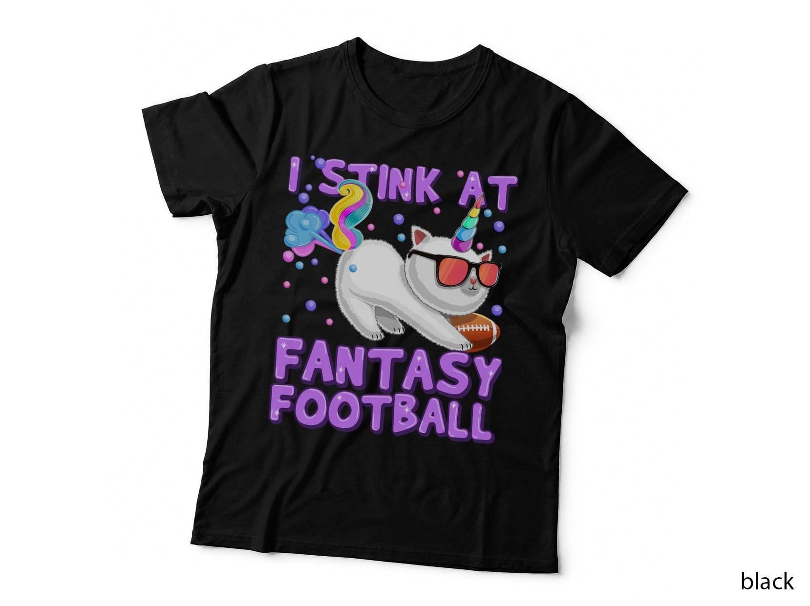 I Stink at Fantasy Football Unicorn Cat Loser Shirt Men T-Shirt