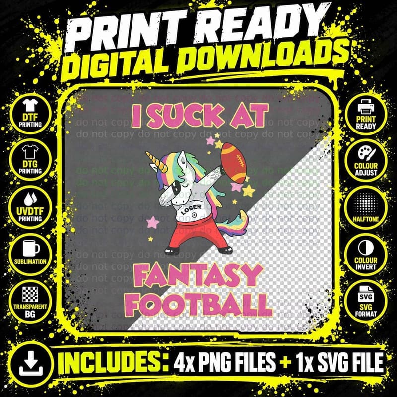 I Suck at Fantasy Football Loser T-Shirt Png SVG Digital Bundle