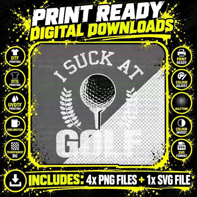 I Suck at Golf Funny Loser Golfers Sarcastic Golfing Png SVG Digital Bundle