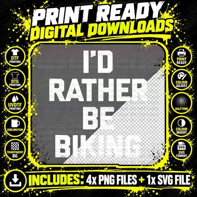 I'd Rather Be Biking Funny Cool Bicycle Cycling Bike Png SVG Digital Bundle