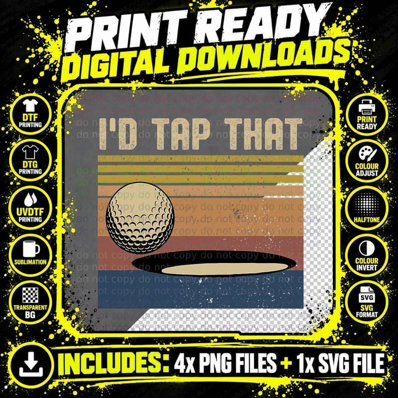 I'd Tap That Funny Golf Vintage T-Shirt Png SVG Digital Bundle