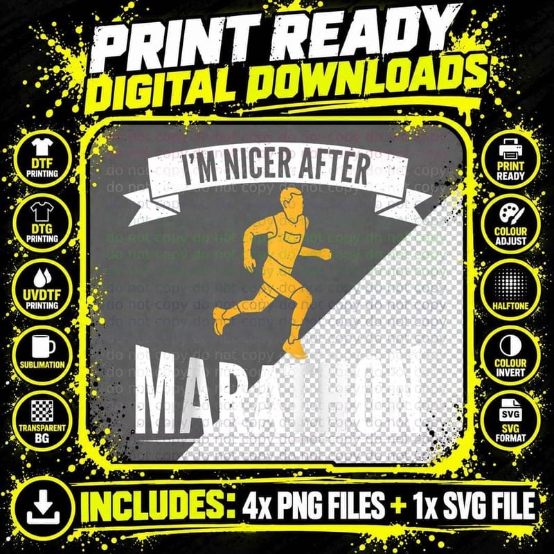 I'm Nicer After Marathon Running Half Marathoner Gift Png SVG Digital Bundle