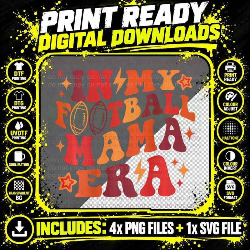 In My Football Mama Era T-Shirt Png SVG Digital Bundle