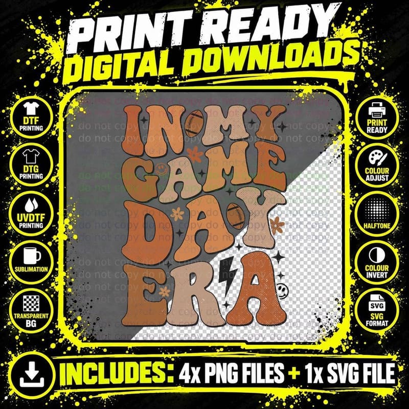 In My Game Day Era Football Game Day Vibes for Boy Girl Png SVG Digital Bundle