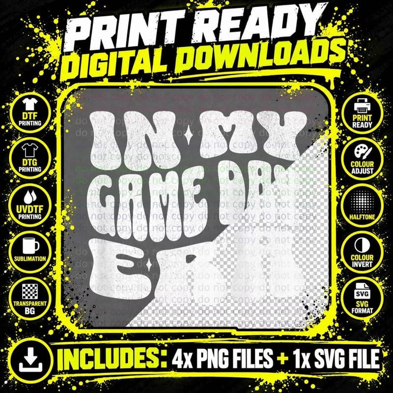 In My Game Day Era Football Game Two Sided Design T-Shirt Png SVG Digital Bundle