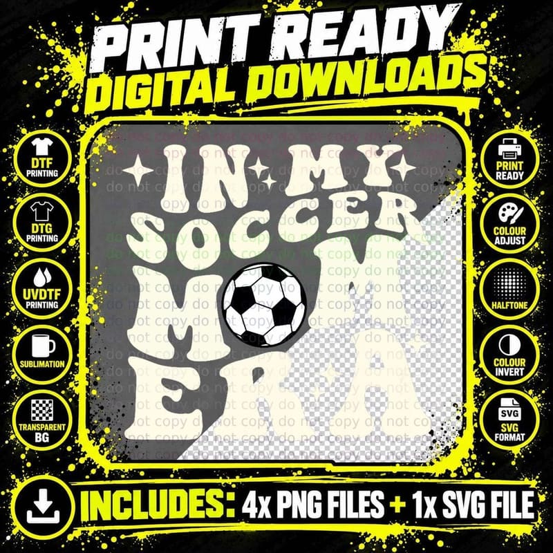 In My Soccer Mom Era, Soccer Mom Sports Parent T-Shirt Png SVG Digital Bundle