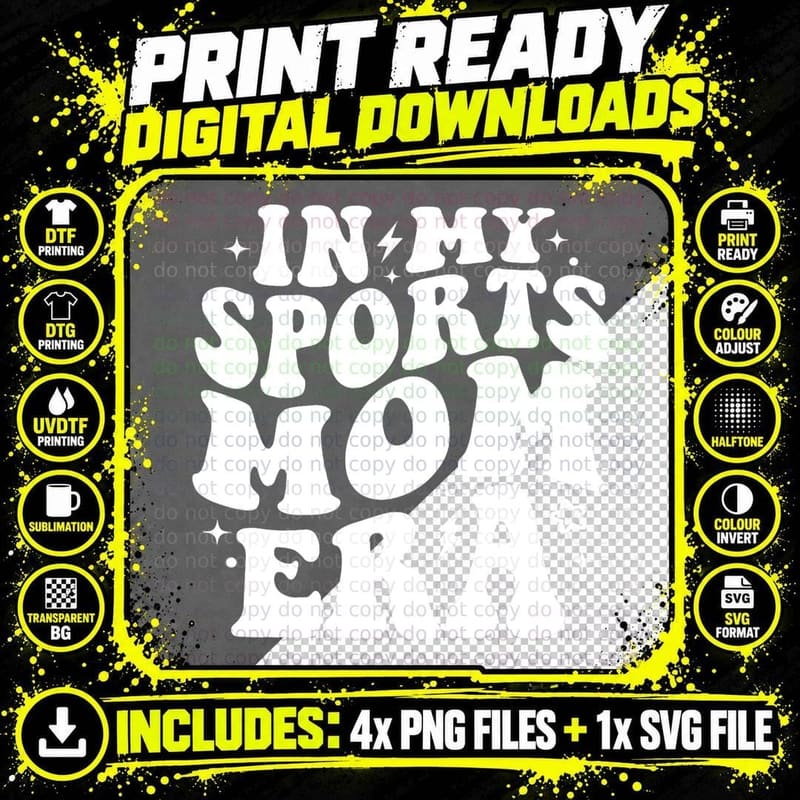 In My Sports Mom Era Groovy Sports Mama Football Png SVG Digital Bundle