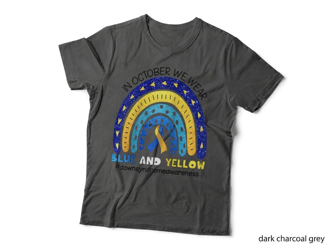 In October We Wear Blue and Yellow Down Syndrome Awareness T-Shirt