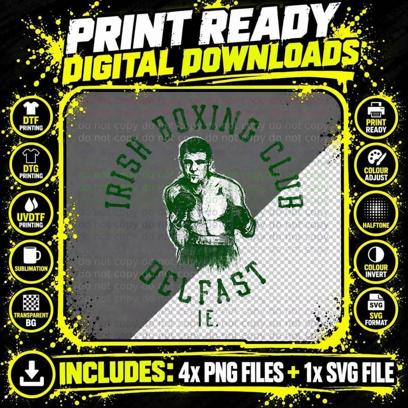 Irish Boxing Club Belfast Graphic T-Shirt Png SVG Digital Bundle