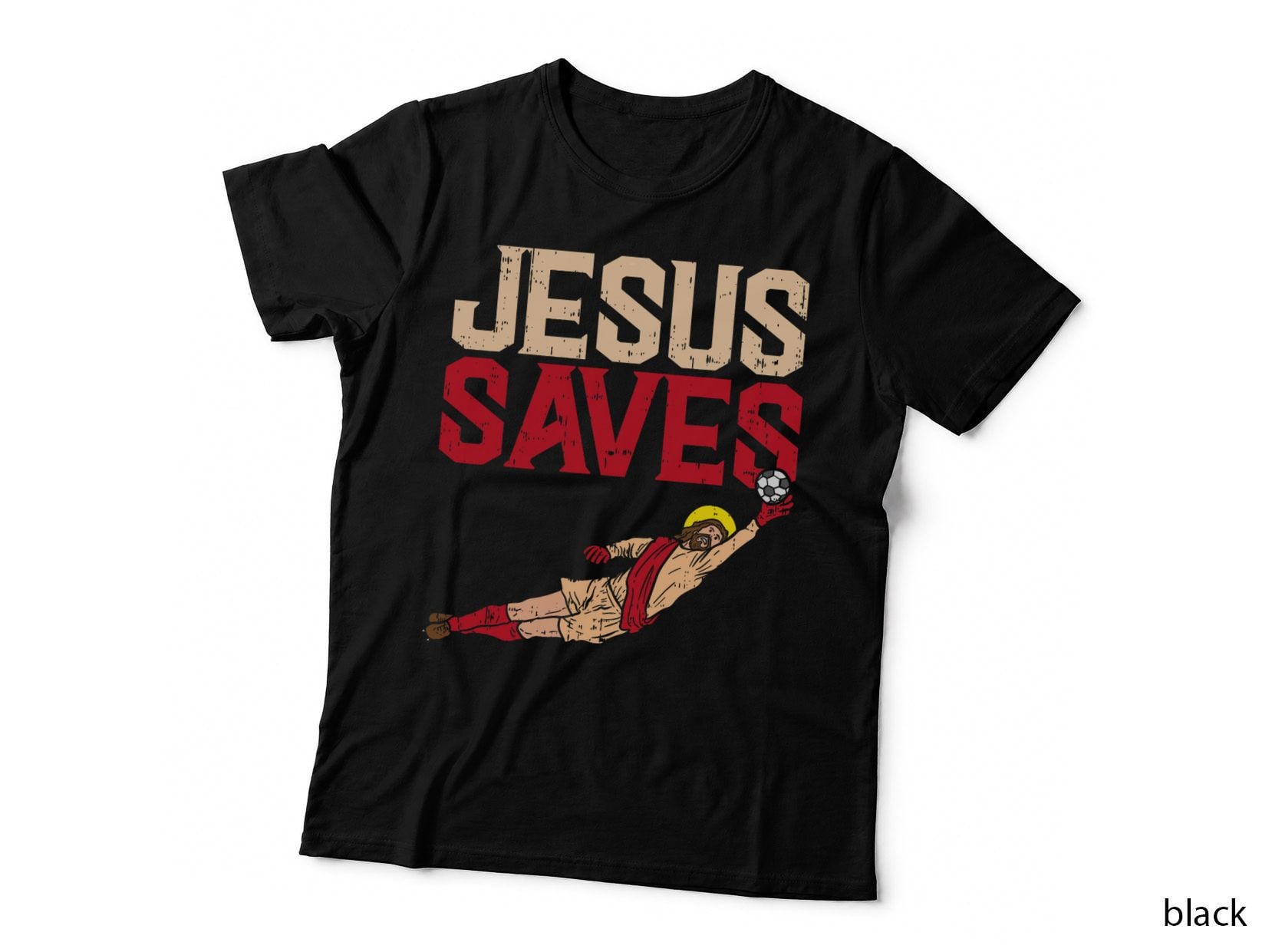 Jesus Saves Soccer Football Goalie Sport God Christian Gift T-Shirt