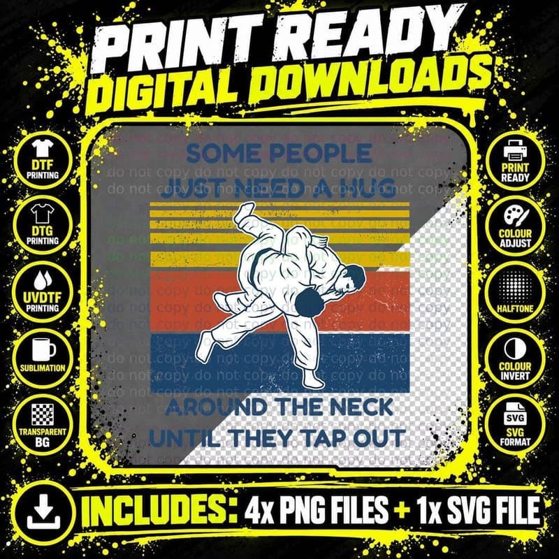 Jiu Jitsu Shirts Some People Need a Hug BJJ MMA Jujitsu Png SVG Digital Bundle