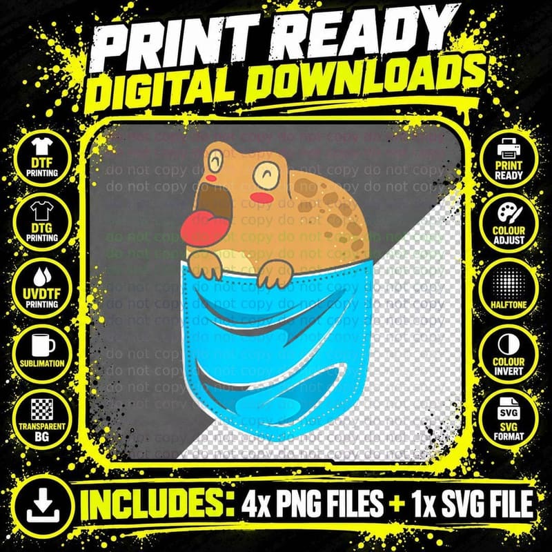 Kawaii Amphibian Pocket Frog for Desert Rain Gift Lover Png SVG Digital Bundle