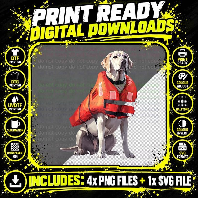 Labrador Retriever Dog Dock Diving Jumping Swimming Png SVG Digital Bundle