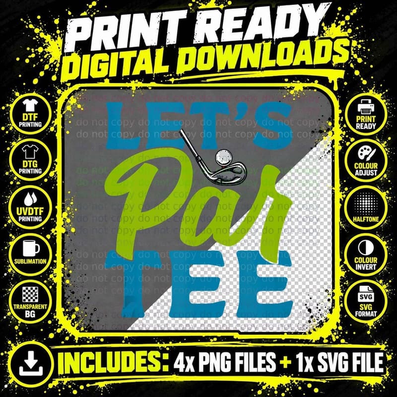 Let's Par Funny Golfer Partee Golf Lover Pun Golfing Png SVG Digital Bundle