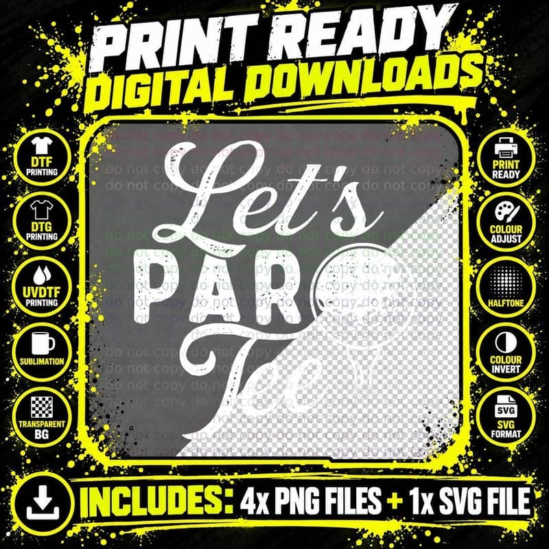 Let's Par Tee - Golf Lover Putter Golfing Golfer T-Shirt Png SVG Digital Bundle